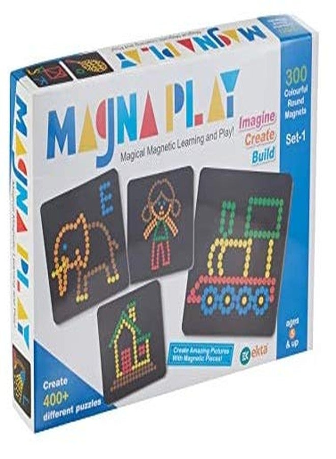 Ekta Magna Play | Set-1 | Magical Magnetic Learning and Play |Imagine * Create * Build | 300 Colourfull Round Magnets - Image 1